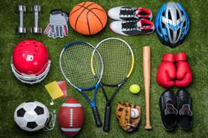 different sports gair and equipment
